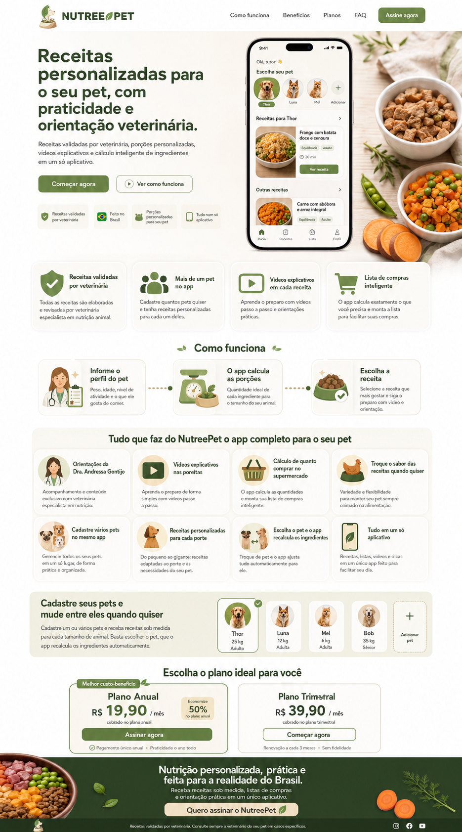 Tela de receita personalizada do app NutreePet.